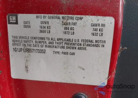 2005 Chevrolet Cavalier Ls from USA, damaged, VIN 1G1JF12F357173352